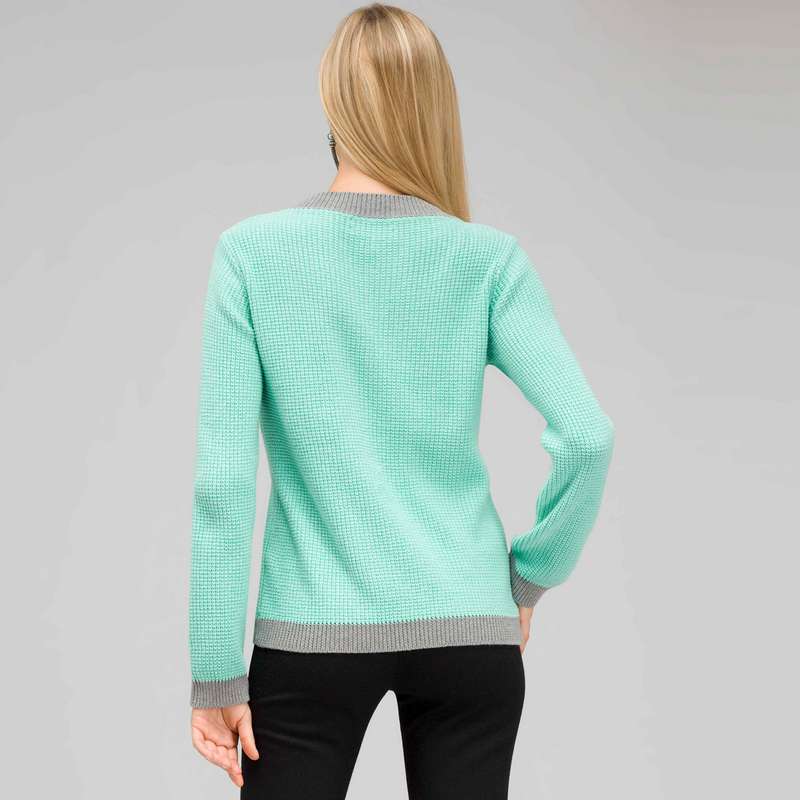 Crew Neck Cardigan, Icy Mint, large