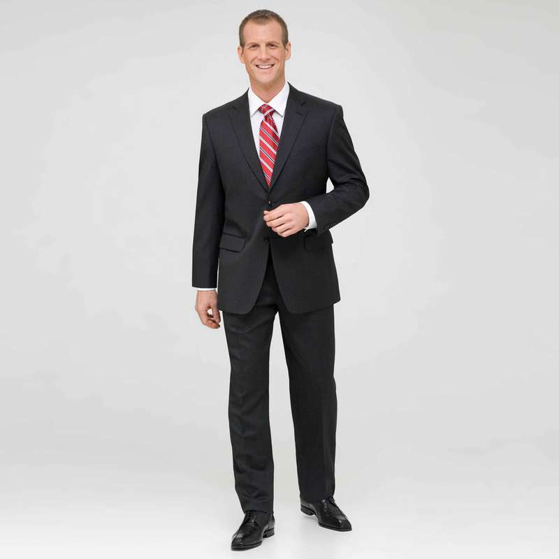 Charcoal Single Pleat Wool Suit, Charcoal, large